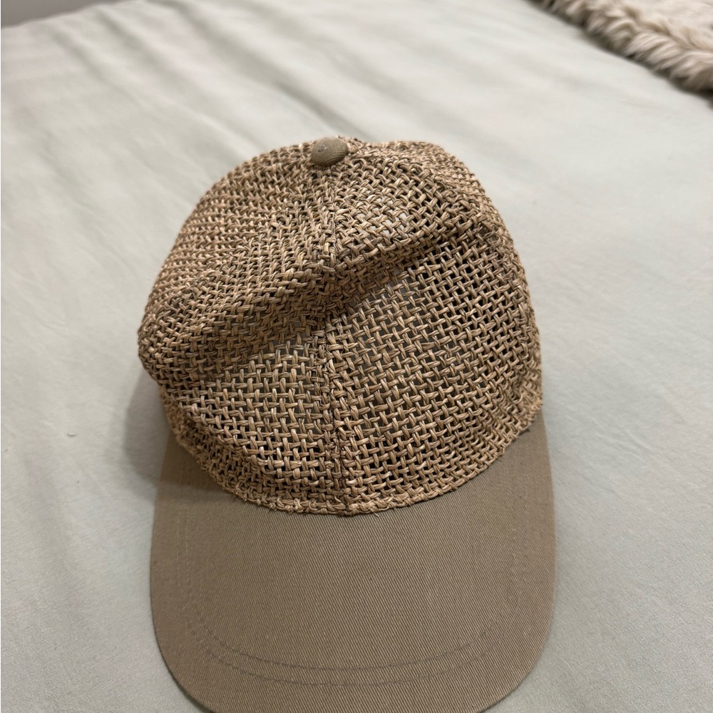 Tan Woven Rattan Baseball Cap